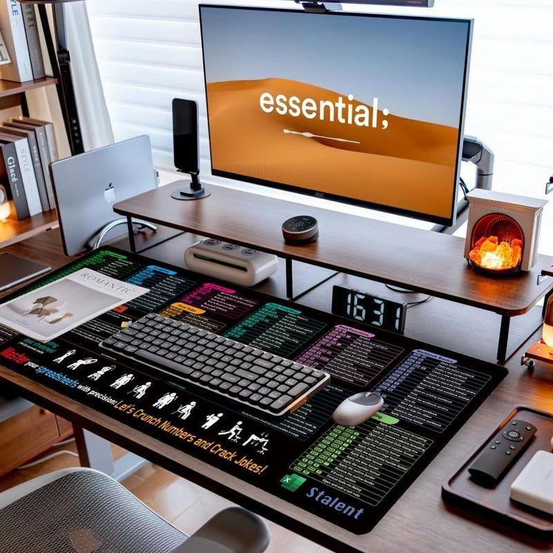 Excel Cheat Sheet Desk Mat, Large 31.5"X11.8" Excel Keyboard Shortcut Mouse Pad