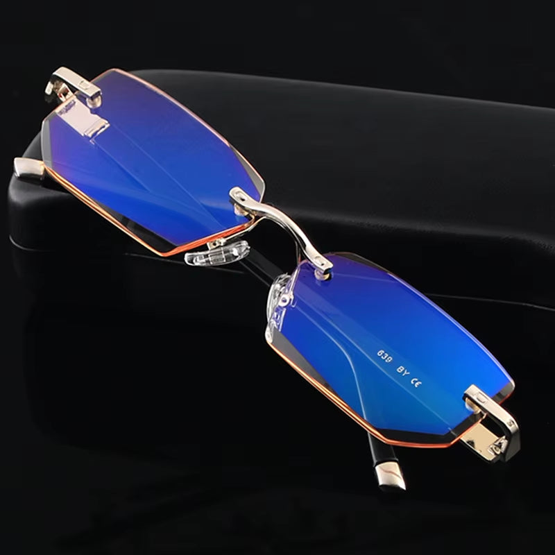 Rimless Reading Glasses Men anti Blue Rays Presbyopia Eyeglasses Women Vintage Hyperopia Eyewear +1.0 1.5 2.0 2.5 3.0 3.5 4.0