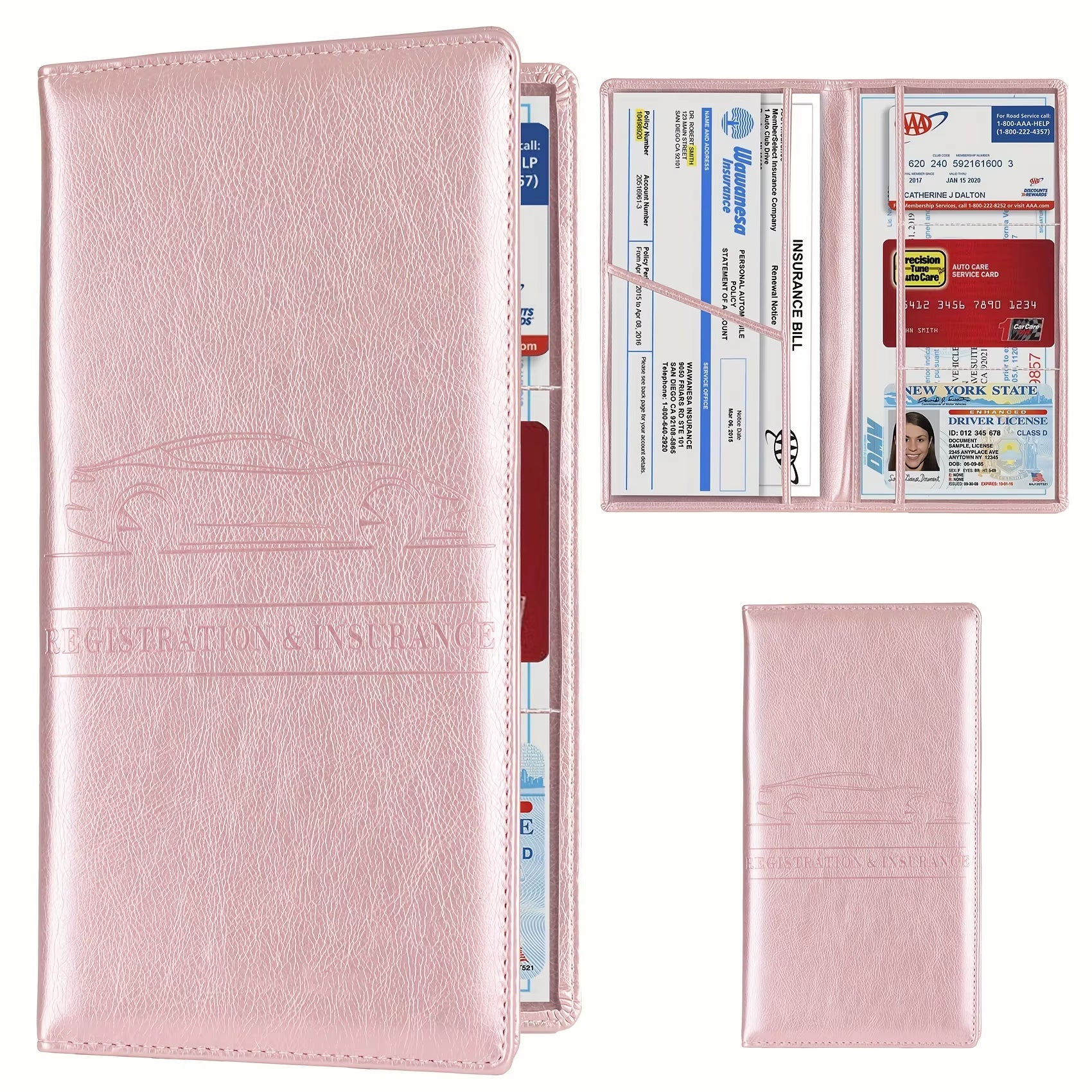 Men'S Card Holder, Car Registration Vehicle License Insurance Card Holder Wallet