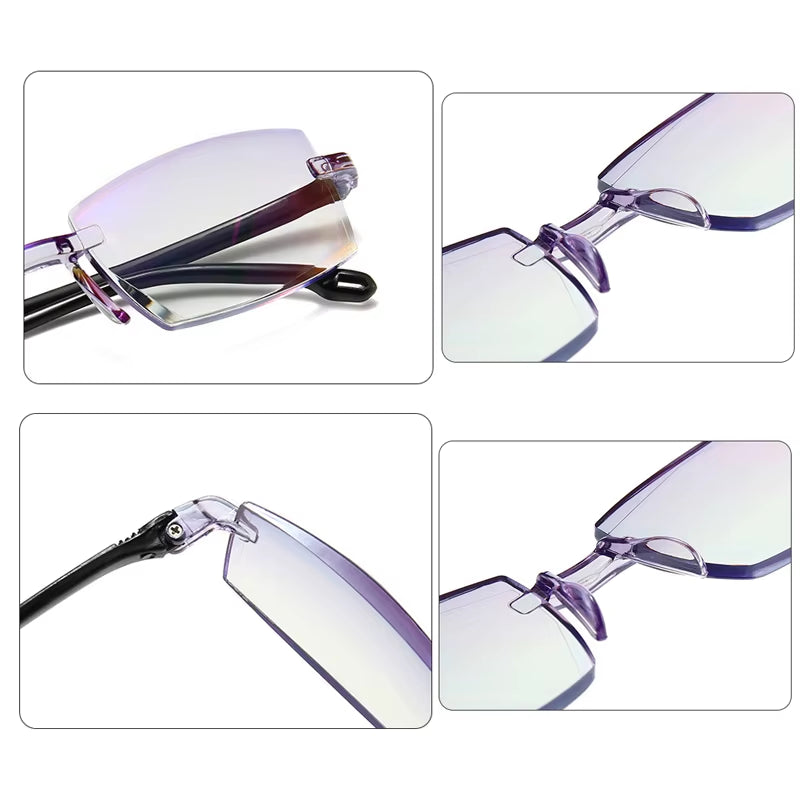 Rimless Reading Glasses Men anti Blue Rays Presbyopia Eyeglasses Women Vintage Hyperopia Eyewear +1.0 1.5 2.0 2.5 3.0 3.5 4.0