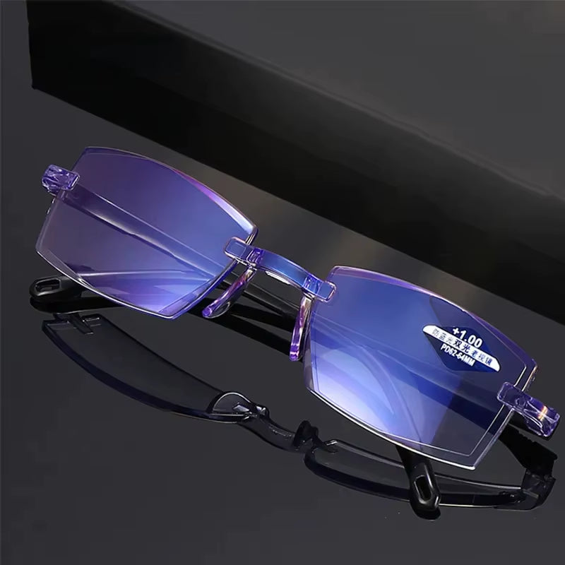 Rimless Reading Glasses Men anti Blue Rays Presbyopia Eyeglasses Women Vintage Hyperopia Eyewear +1.0 1.5 2.0 2.5 3.0 3.5 4.0